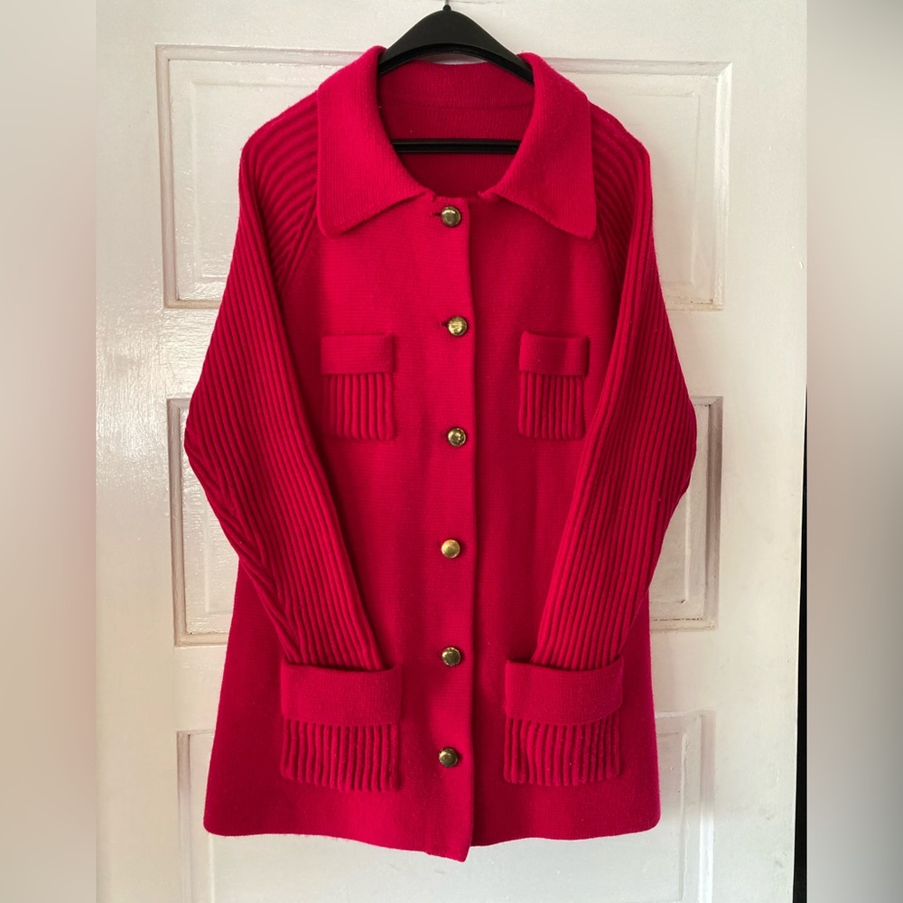 Hot Pink Vintage Cable Knit Sweater